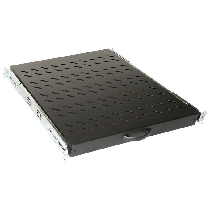Link Ripiano Universale per Armadio Rack Estraibile su Binari Telescopici 1 Unita' Nero 570mm.