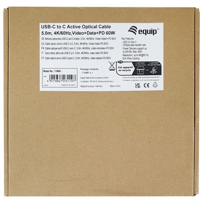 Equip Cavo Usb Usb 3.2 Gen 2 (3.1 Gen 2) 5mt Usb C Nero