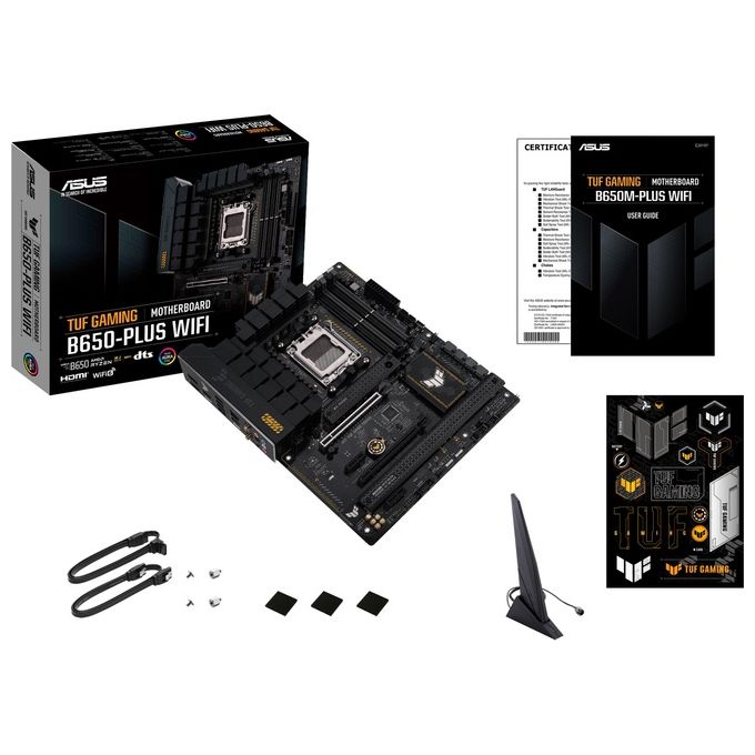ASUS TUF GAMING B650-PLUS WIFI Scheda Madre Gaming ATX AMD B650 AM5 DDR5 4xPCI 4.0 WiFi 6 (802.11ax) Intel 2.5Gb Ethernet Realtek 7.1 3xM.2 4xSATA 6GB-s Aura Sync RGB Nero