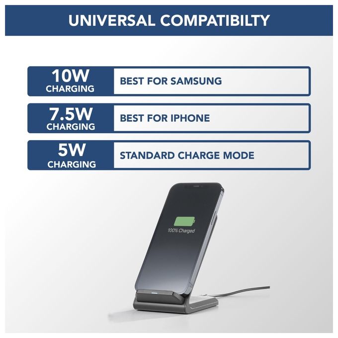 Cellularline Easy Stand Wireless Charger Caricabatterie Wireless con Certificazione Qi Nero
