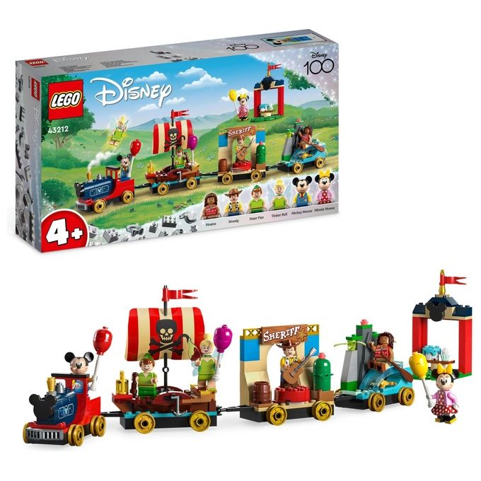 LEGO Disney 43212 Treno delle Celebrazioni Disney 100° Anniversario con Carri Giocattolo e Figure di Topolino e Minnie