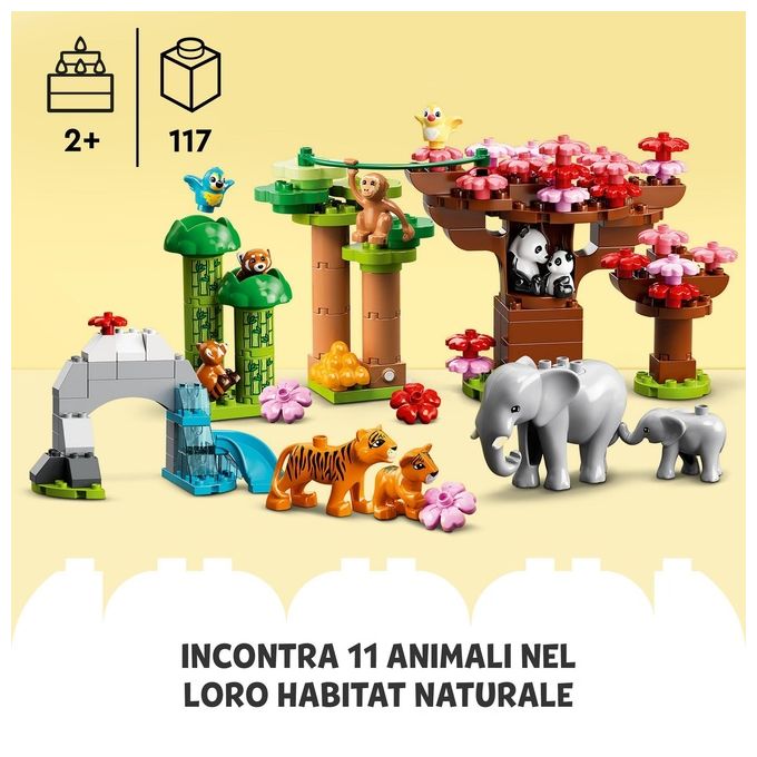 LEGO Duplo Animali dell'Asia Giochi Educativi per Bambini con 11 Figure di Animali e Mattoncino con Suoni Realistici