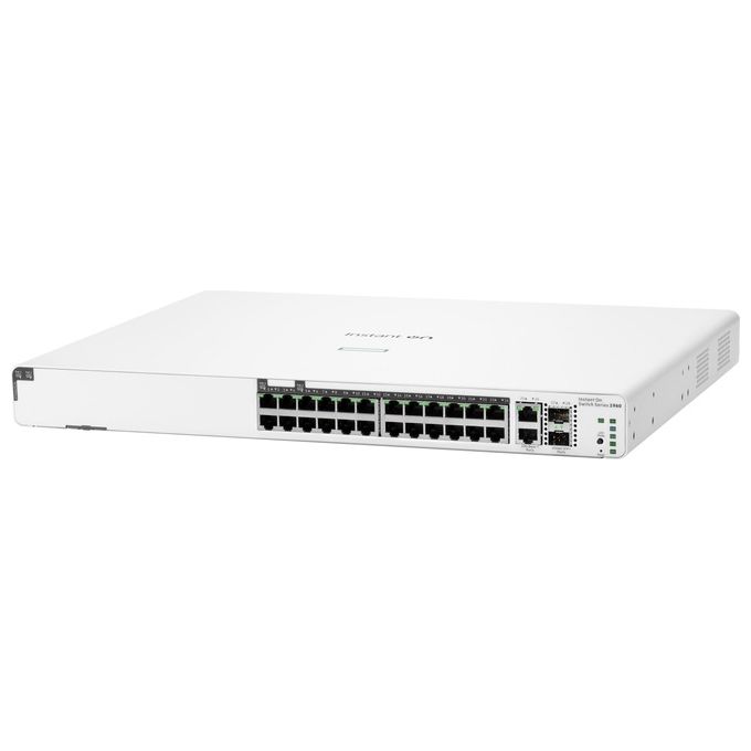 HP Enterprise Aruba Instant On 1960 24G 20p Class4 4p Class6 PoE 2XGT 2SFP 370W Gestito L2 Gigabit Ethernet 10-100-1000 Supporto Power over Ethernet 1U Bianco