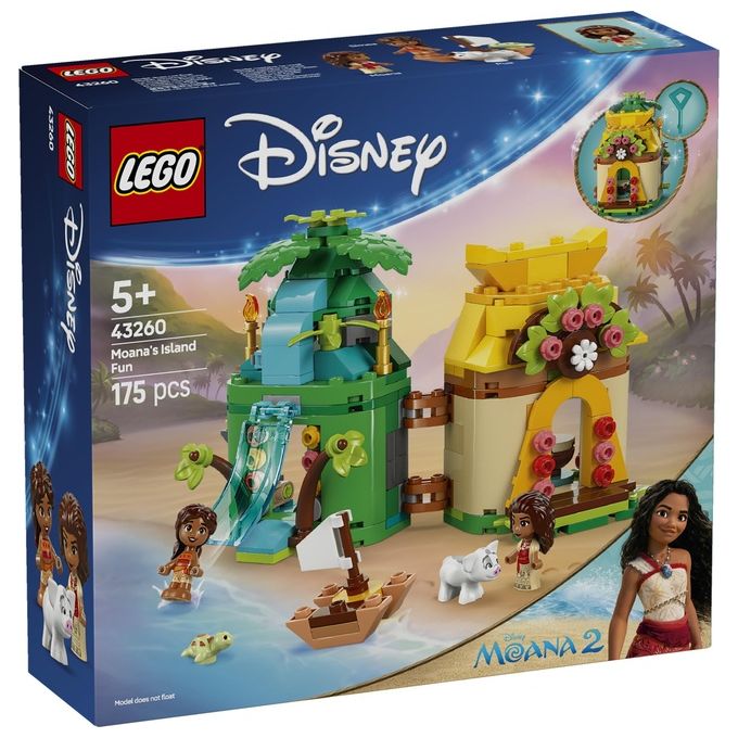LEGO Set Disney Moana Divertimento sull'Isola di Vaiana 43260 Blocchi Creativi per Bambini e Appassionati di Costruzioni