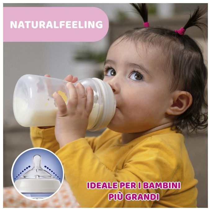 Chicco Biberon Natural Feeling Anticolica 6 Mesi da 330ml Grigio