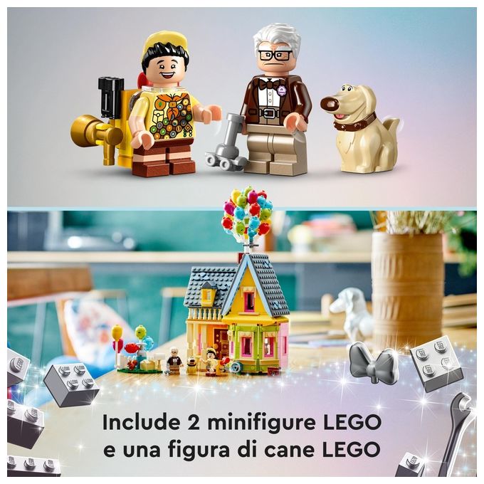 LEGO Disney e Pixar 43217 Casa di “Up'', Modellino con Palloncini e Figure di Carl, Russell e Dug, Set Disney 100° Anniversario