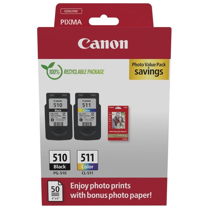 Canon 2970B017 Cartuccia d'Inchiostro 2 Pezzi Originale Nero-Ciano-Magenta-Giallo