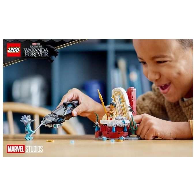 Lego 76213 Marvel La stanza del trono di Re Namor Set da costruzione Black Panther Wakanda Forever 3 Minifigure Shuri Attuma Re Namor