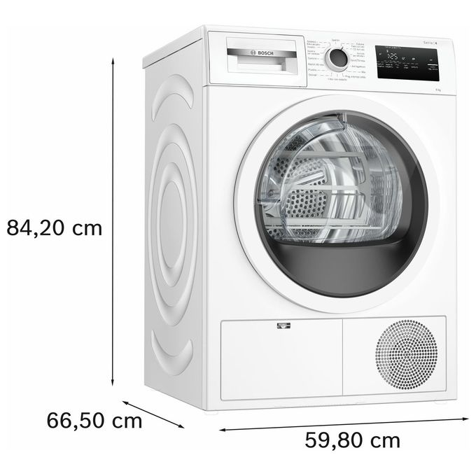 Bosch Serie 4 WTH85V18II Asciugatrice a pompa di calore 8 Kg Classe A++ Rumorosita' 65 dB Filtro Easy Clean Autodry Bianco
