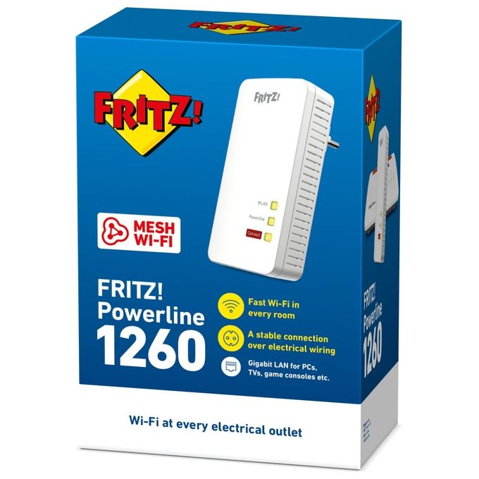 Fritz! Powerline 1260E Wireless Ac+n 1200m Bianco