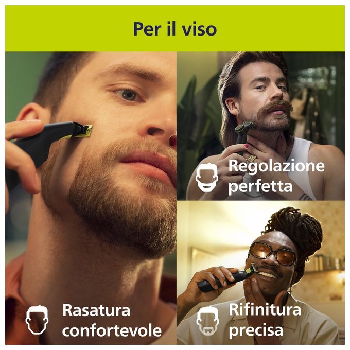 Philips QP6652 OneBlade Pro 360 Regolabarba Face Body uso Bagnato e Secco 20 livelli autonomia 120 min colore Cromo