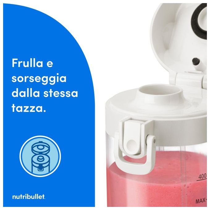 Nutribullet NBP003W Frullatore Portatile Tritatutto 475 ml Caricatore USB-C Bianco