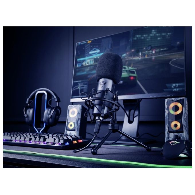 Trust Gaming GXT 242 Lance Microfono Streaming Nero