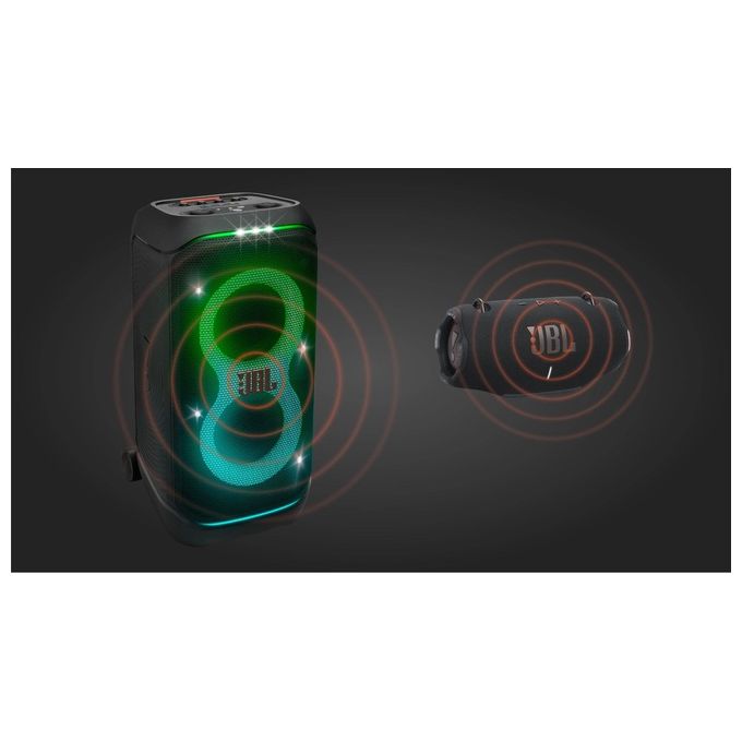 JBL Partybox Stage 320 Party Speaker Portatile Pro Sound Light Show 18 Ore di Batteria IPX4 Nero