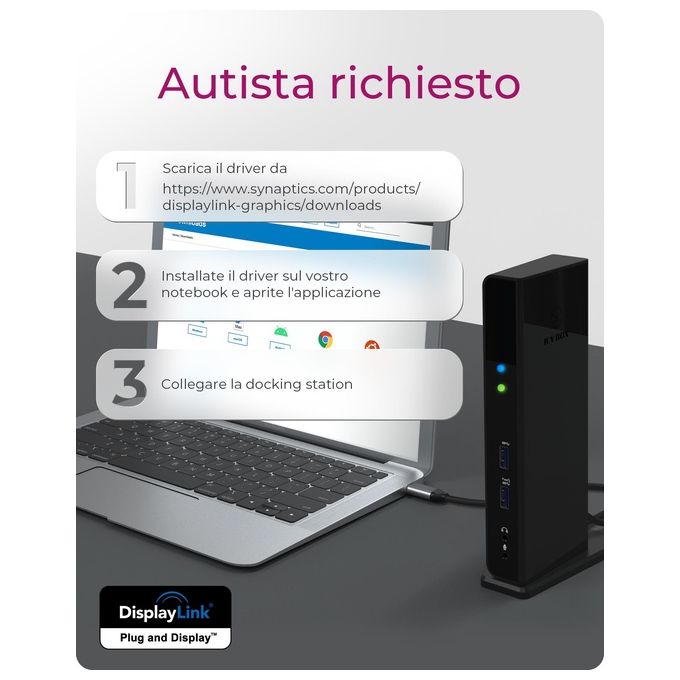 Raidsonic ICY BOX IB-DK2251AC Docking Station USB 3.0 e USB-C con 2 HDMI Hub USB a 6 vie LAN Audio con Supporto Nero