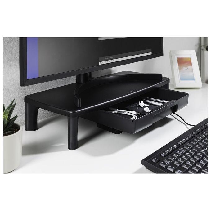 Kensington K55725WW Supporto per Monitor con Cassetto SmartFit Regolabile in Altezza per Monitor fino a 30'' e 15 Kg colore Nero