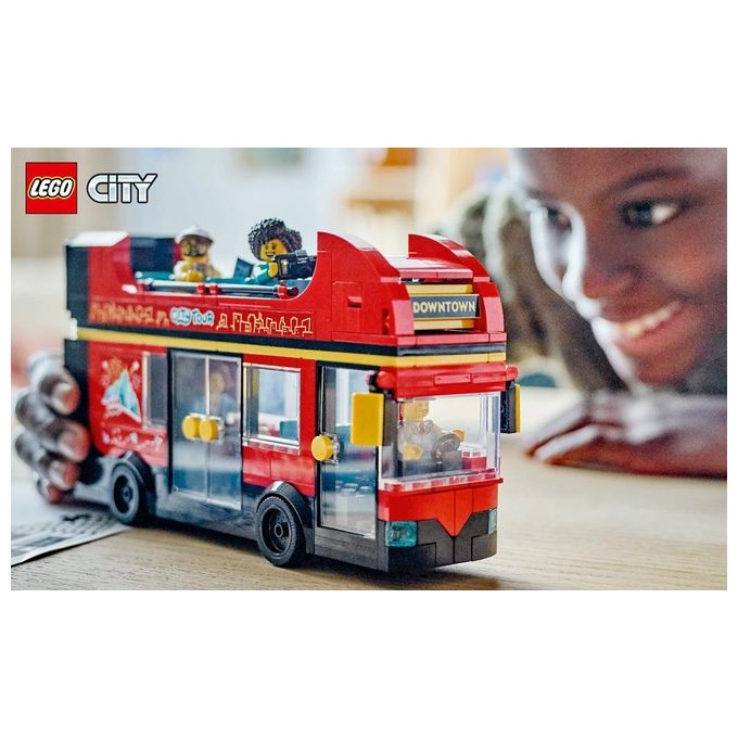 LEGO City Autobus Turistico Rosso a Due Piani Giochi per Bambini e Bambine da 7 Anni in su con Veicolo Giocattolo in Stile Londinese da Costruire e 5 Minifigure Idea Regalo di Compleanno 60407
