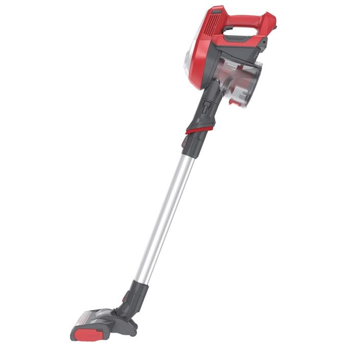 Hoover HF122RH 011 H-Free 100 – Scopa elettrica senza filo e senza sacco, capacita' 0,9 L, autonomia fino a 40 minuti, 2 velocita', sistema ciclonico, accessori inclusi, colore Argento-Rosso