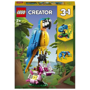LEGO Creator 31136 Pappagallo Esotico 31136-LEGO Set 3 in 1 con Pesce e Rana Animali Giocattolo Giochi Creativi per Bambini da 7 Anni