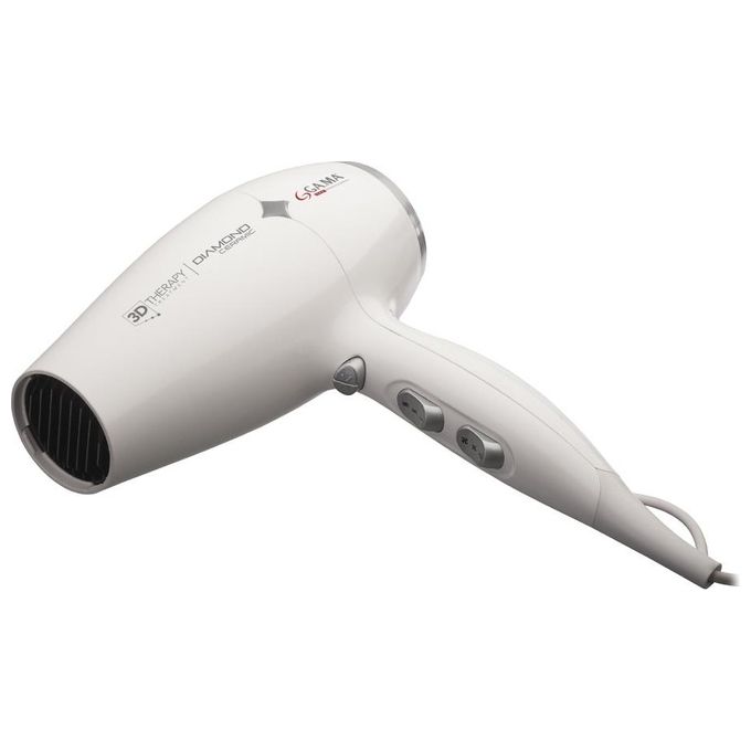 Ga.Ma GH0302 Diamond Ceramic Ion – Asciugacapelli 2200W, tecnologia ionica e ceramica, 2 velocita' e 3 temperature, colpo d’aria fredda, concentratore incluso, colore Bianco