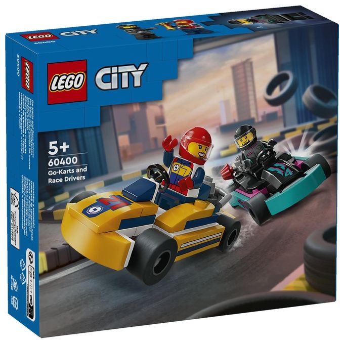 LEGO City 60400 Go-Kart e Piloti 60400-LEGO Modellini da Costruire di Mini Go Kart da Corsa Veicoli Giocattolo per Bambini di 5+ Anni