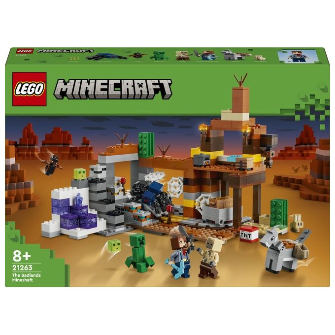 LEGO Minecraft La Miniera delle Badlands Modellino da Costruire di Bioma con Personaggi Accessori e Mob Ostili Giochi Creativi per Bambini e Bambine da 8 Anni Idea Regalo di Compleanno 21263