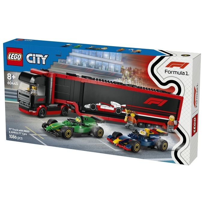 LEGO City Formula 1 Autotrasportatore F1 con monoposto RB20 e AMR24 F1 60445
