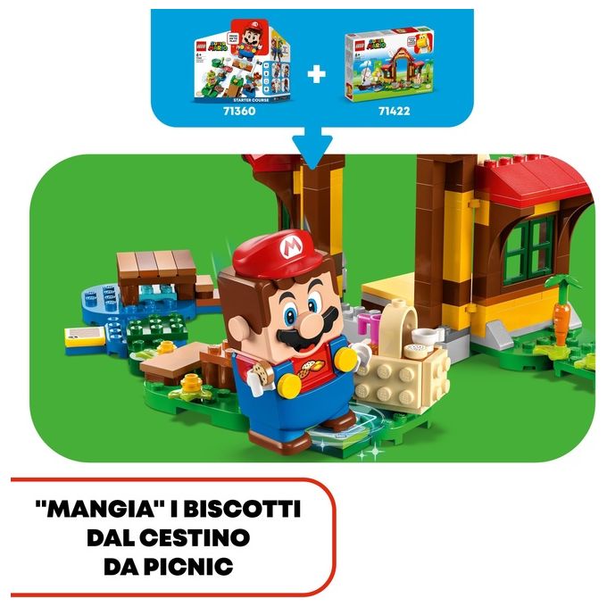 LEGO Super Mario 71422 – Picnic a Casa di Mario, Set di Espansione 259 Pezzi con Personaggi di Mario, Yoshi e Goomba, Eta' 6+