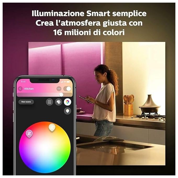 Philips 8719514288157 Hue White and Color Ambiance Lampadina Smart LED E27 A67 15W 1521lm 2000-6500K Dimmerabile Bluetooth Zigbee colore Bianco