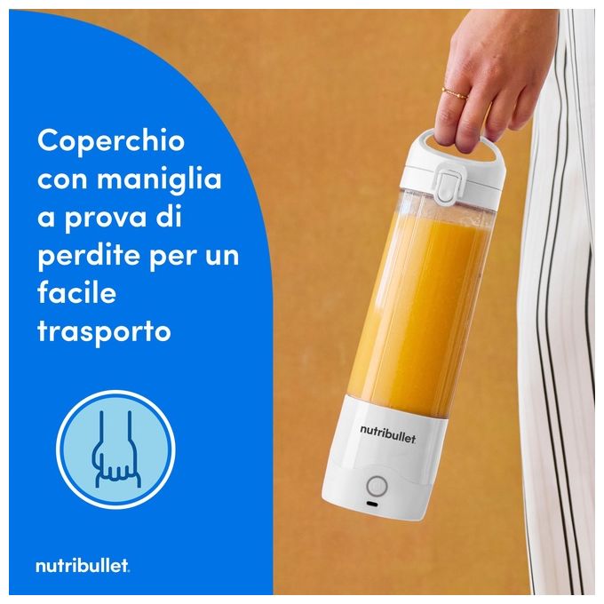 Nutribullet NBP003W Frullatore Portatile Tritatutto 475 ml Caricatore USB-C Bianco