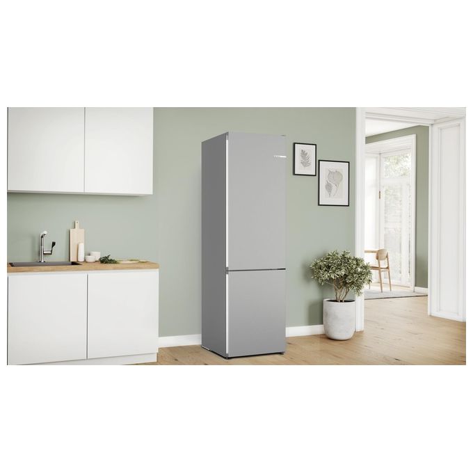 BOSCH Serie 4 KGN392LAF Frigorifero a libera installazione combinato 363 Litri Classe A Total No Frost Perfect Fit 203x60x66,5 cm Metal Look