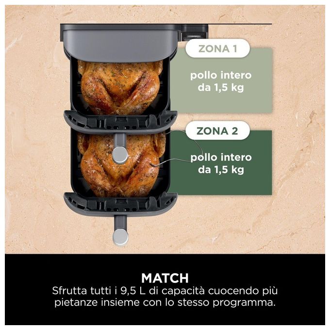 Ninja SL451EU Friggitrice ad aria ninja doublestack 9 5 lt con sonda
