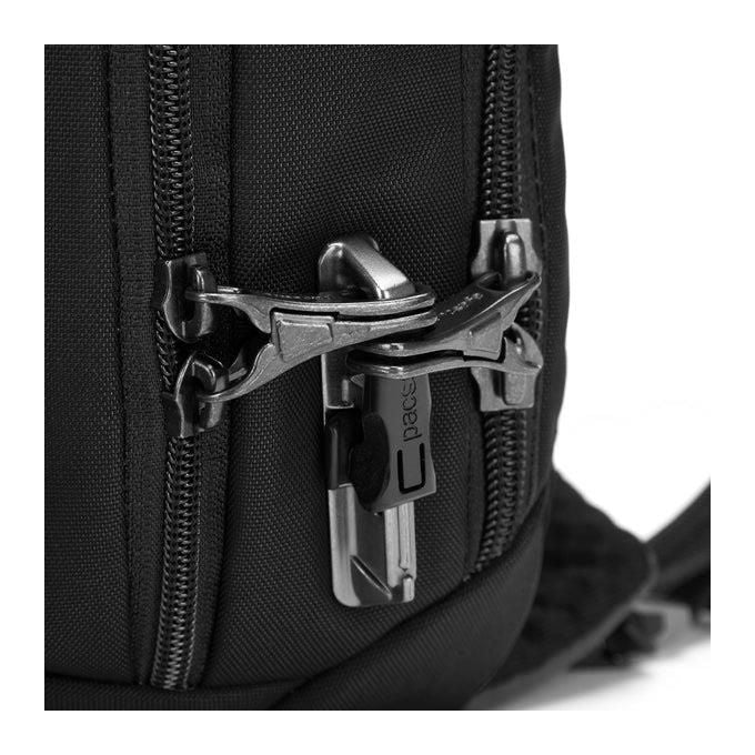 Pacsafe 60221130 V Zaino a Tracolla Antifurto 10 L Protezione RFID Poliestere Riciclato Tracolla Regolabile con Protezione Anti-taglio in Acciaio Inox colore Nero