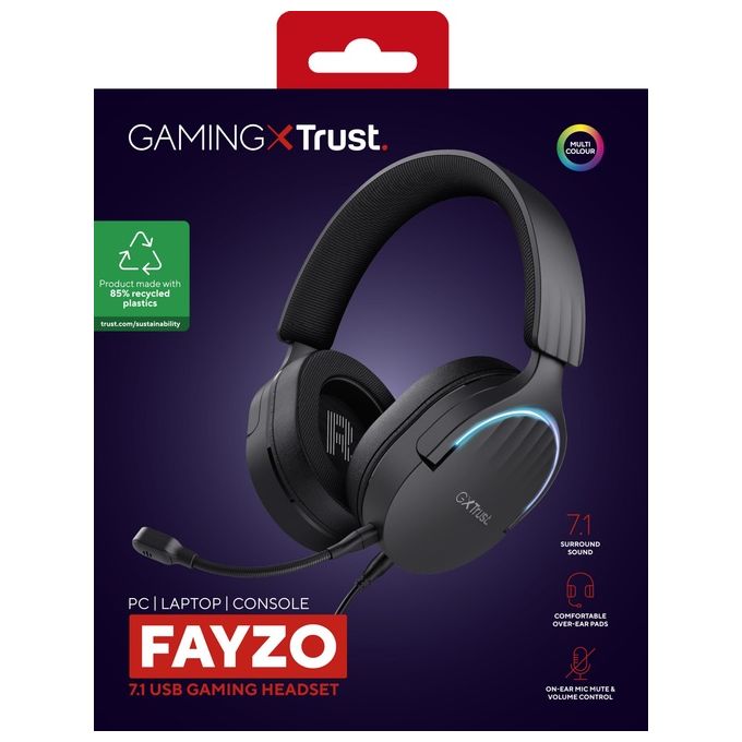 Trust Gaming GXT 490 Fayzo Cuffie Gaming USB con Audio Surround 7.1 Driver 50 mm Cavo 2mt Nero
