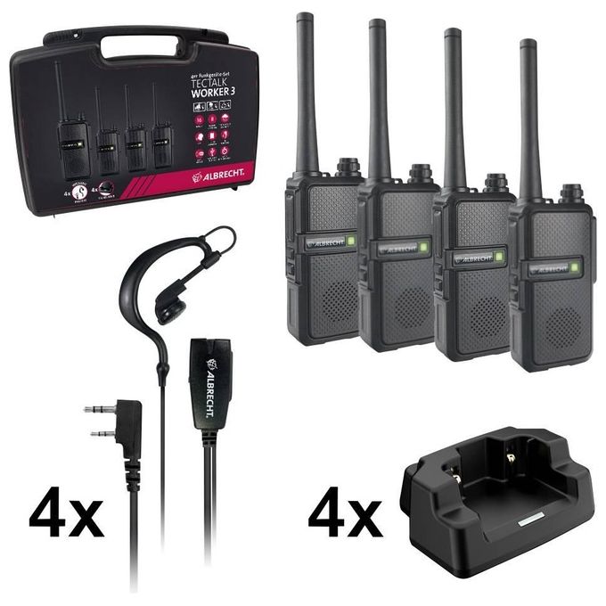 Albrecht Tectalk Worker 3 Case 4-Pack Walkie Talkies per Cantieri