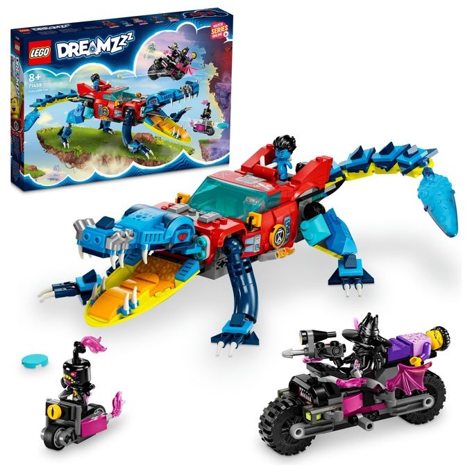 LEGO DREAMZzz 71458 Auto-Coccodrillo, Giocattolo 2in1 da Monster Truck a Macchina-Animale con Jayden e il Cacciatore Notturno