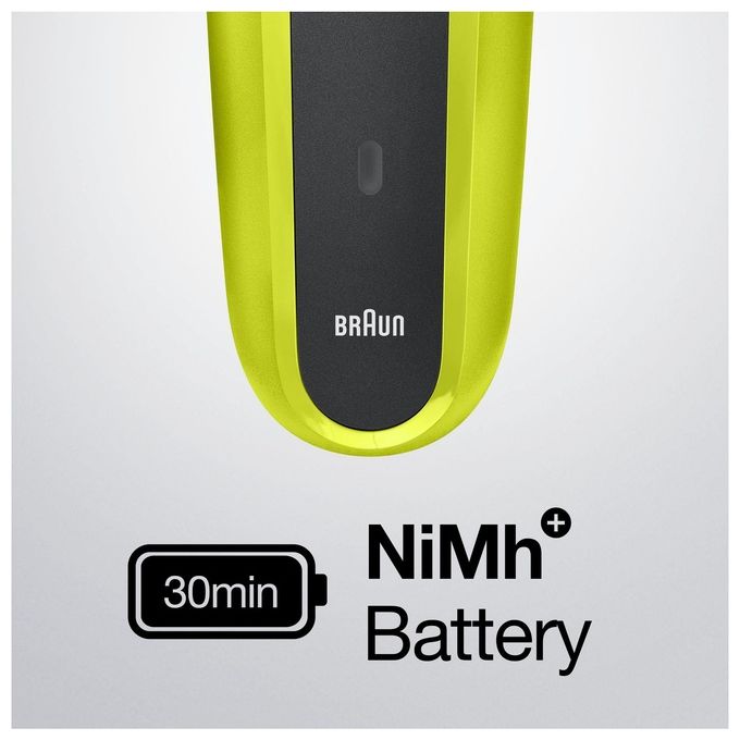 Braun Series 3 300 Rasoio Elettrico Uomo con 3 Lame Flessibili Ricaricabile e senza Fili Nero-Verde