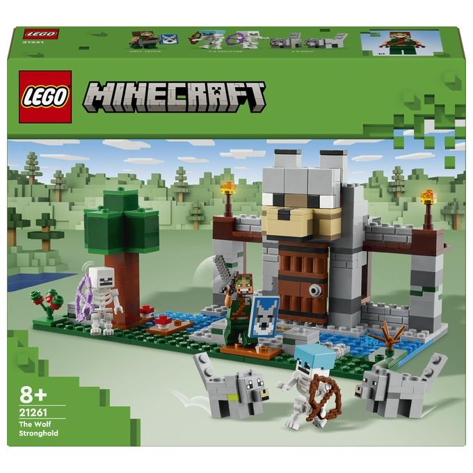 LEGO Minecraft Il Castello del Lupo Giocattolo da Costruire con il Personaggio del Domatore 2 Animali e 2 Scheletri con Armi Giochi di Ruolo per Bambini e Bambine da 8 Anni in su Idea Regalo 21261