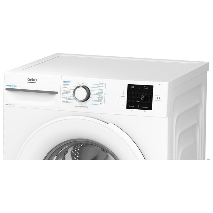 BEKO BMWU3821W Lavatrice a carica frontale 8kg Classe a 1200giri linea estetica NX motore inverter Display Touch oblo' bianco tecnologia EnergySpin