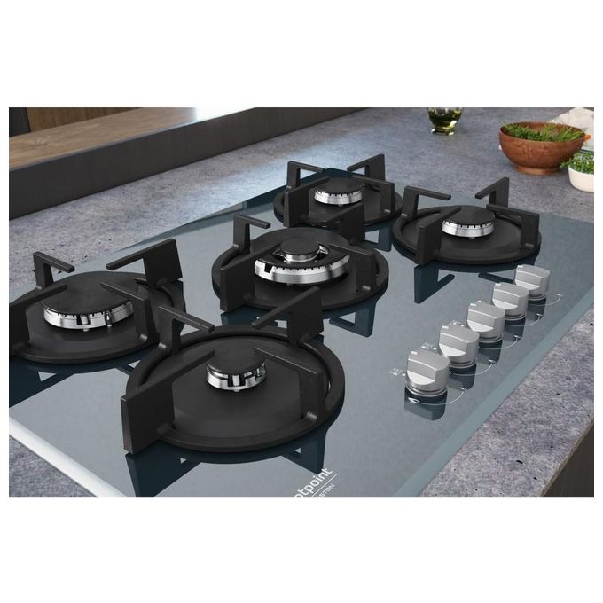 Hotpoint HAGD 72S-ICE Piano Cottura a Gas 5 Zone Griglie in Ghisa 73 cm