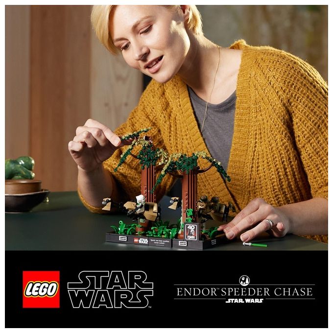 LEGO Star Wars 75353 Diorama Inseguimento con lo Speeder su Endor con Luke Skywalker e Principessa Leia, Il Ritorno dello Jedi
