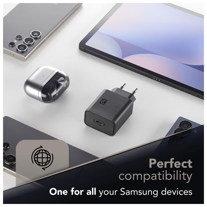 Cellular Line Super Fast Charger Kit PD 45W Caricabatterie da Rete USB-C 45W con cavo USB Type-C 1mt Nero