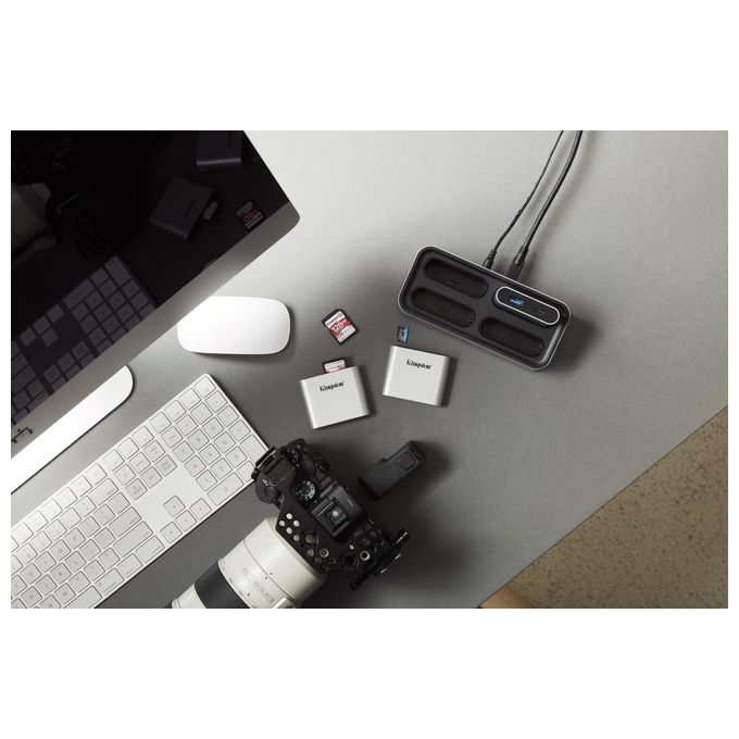 Kingston Technology Workflow MicroSD Reader Lettore di Schede Usb 3.2 Gen 1 Type-C Nero-Argento