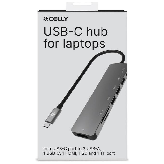 Celly Hub Usb-C a 3 1 Usb-C 1 Hdmi 1 Tf 1 Sd