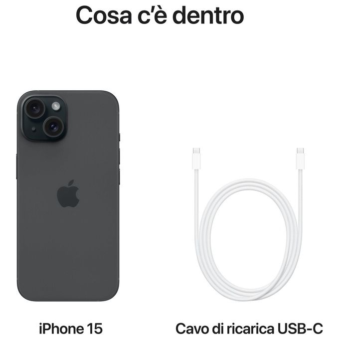 Apple iPhone 15 128GB Nero - Fotocamera 48MP, USB-C, Dynamic Island