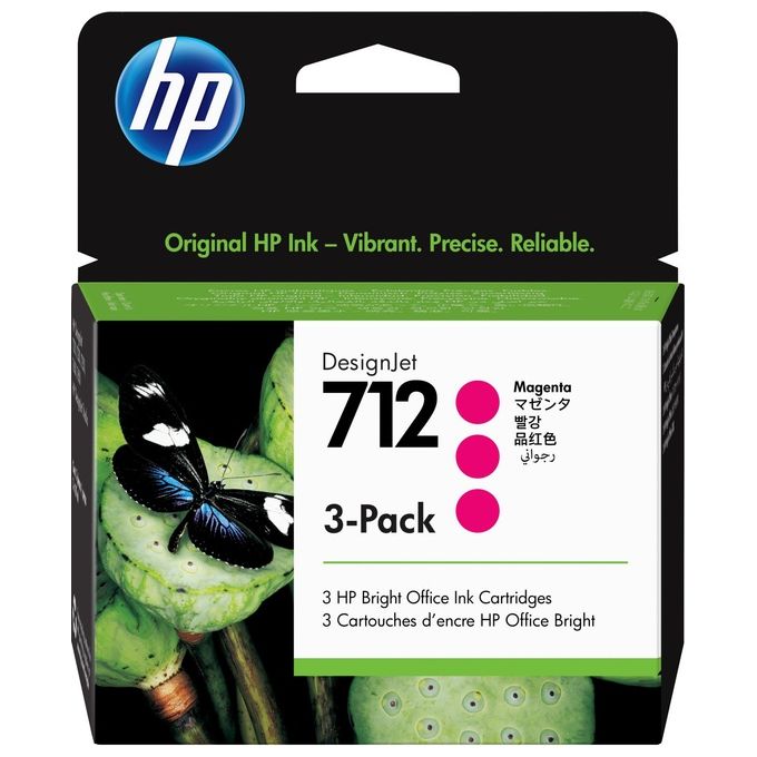 HP 712 Cartuccia Originale Magenta 3 Pezzi