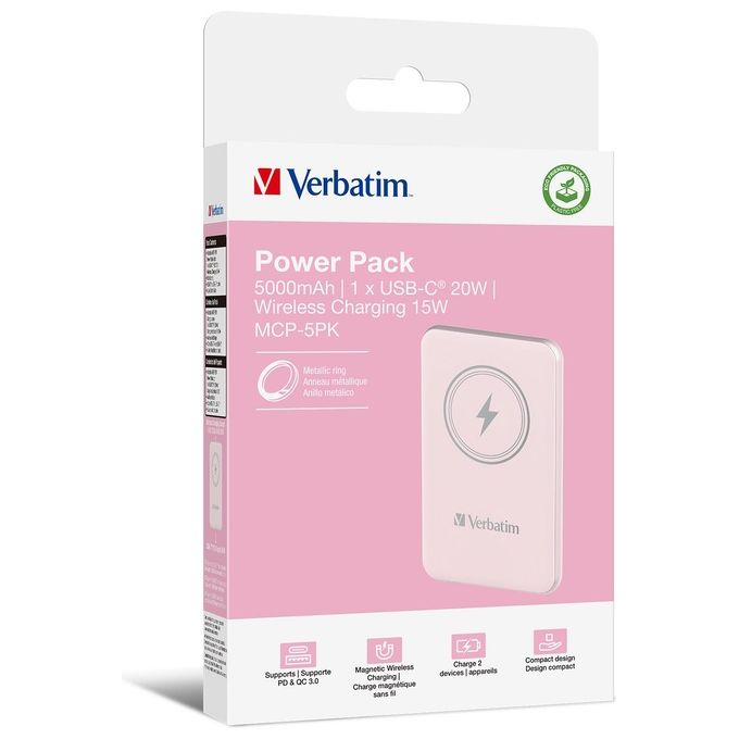 Verbatim Charge 'n' Go Polimeri di Litio 5000 Mah Carica Wireless Rosa
