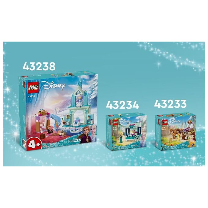 LEGO Disney Princess 43238 Castello di Ghiaccio di Elsa di Frozen, Palazzo Giocattolo delle Principesse, Giochi per Bambini 4+