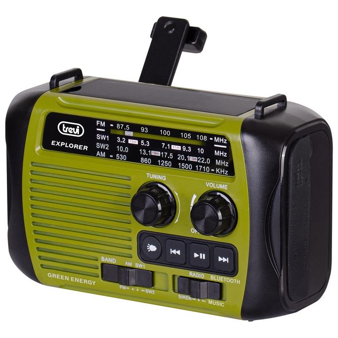 Trevi RA 7F30 BT Radio Portatile Dinamo e Solare Usb Micro Sd Wireless e Powerbank Verde
