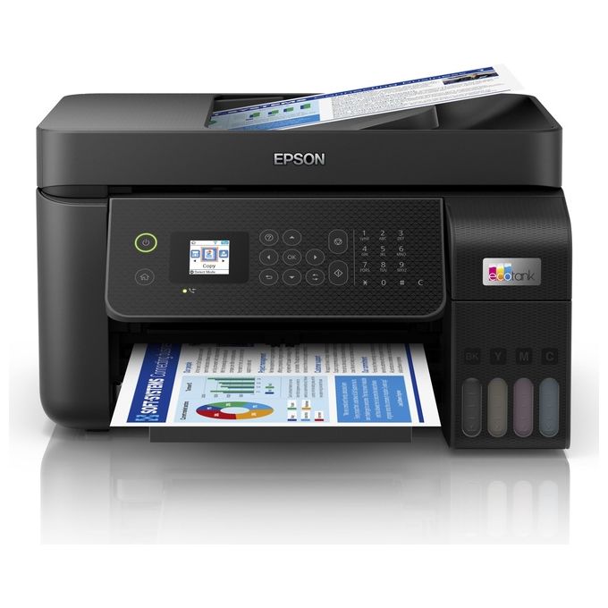 [ComeNuovo] Epson EcoTank ET-4800 stampante A4 (stampa, copia, scansione, fax) ADF, display LCD 3.7cm, USB, Wi-Fi, Wi-Fi Direct, Ethernet, Epson Smart Panel, AirPrint, serbatoi flaconi alta capacita', Nero